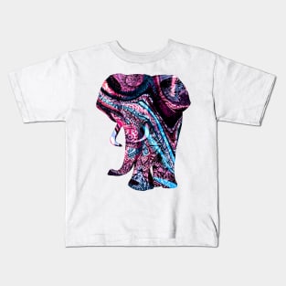 Intricate Asian Elephant Colorful Illustration Kids T-Shirt